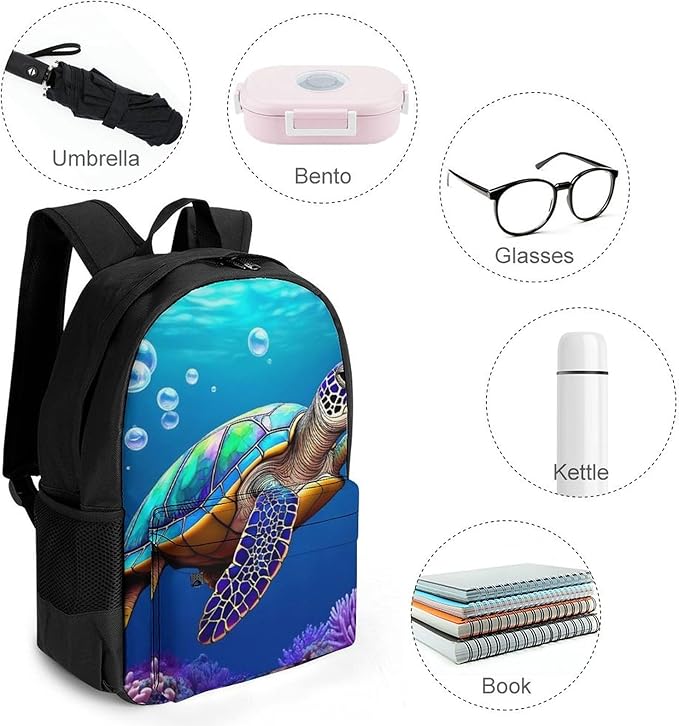 Supdreamc Men Women Lightweight Sea Turtle Backpack Large Capacity Bookbag With Smooth Zippers for Gym Business Running