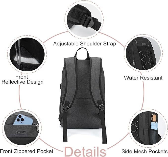 MAXTOP Travel Backpack Laptop Back Pack College Bookbag with USB Charging Port Water Resistant Work Business Backpacks