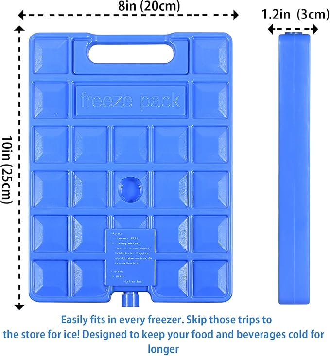 Large Freezer Cold Ice Pack Block Ice Chest, Reusable Long Lasting Quick Freezes with A Handle, for Coolers Lunch Box/Bag(1000g Set of 2)