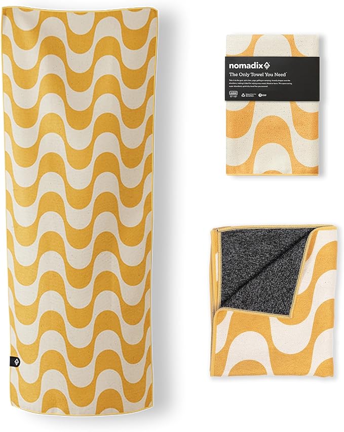 Nomadix Mini Towel - Perfect for Beach, Pool, Travel, Camping, Yoga - Made with Recycled Materials - Super Absorbent - Sand Resistant - Copacabana Mango - 16" x 40"