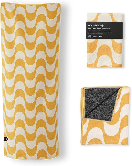 Nomadix Mini Towel - Perfect for Beach, Pool, Travel, Camping, Yoga - Made with Recycled Materials - Super Absorbent - Sand Resistant - Copacabana Mango - 16" x 40"