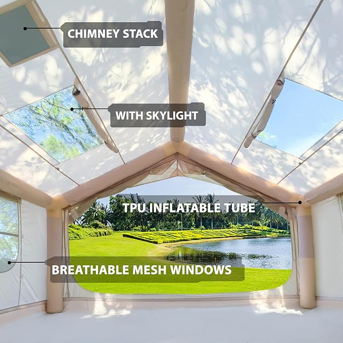 Inflatable Tents for Camping, Large Inflatable Camping Tent with Hand Pump, Easy Setup Tents for 2/4/6/8/10/12 People, Portable Glamping Tent