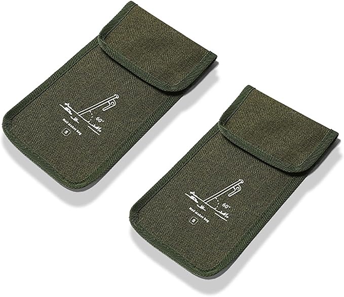 2Pcs Tent Stakes Bags Puncture Resistant Tent Peg Storage Bags Large Capacity Waterproof Nail Pouch for Hiking Camping (2Pcs S)