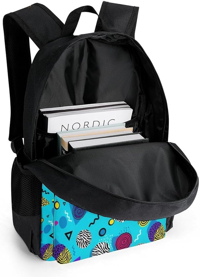 Lightweight Rucksack for Sports Travel Running, Big Capacity Multipurpose Anti-Theft Bookbag, Geometric Checkered Zebra Tiger Leopard Print Mint Green Retro 80S 90S Travel and Sport Backpack Rucksack