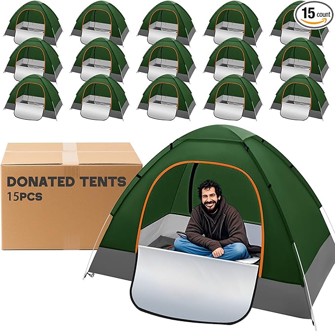 15/10/5 Pack Camping Tents for Homeless Bulk 2 Person Pop up Homeless Backpacking Supplies Adult Waterproof Instant Easy Setup Tent for Hiking Outdoor Travel Camping Donation