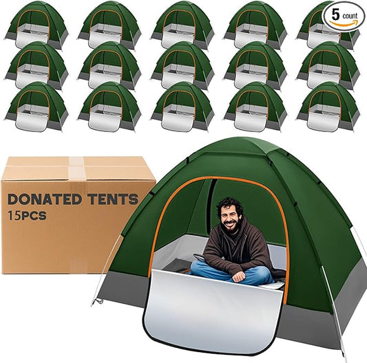 15/10/5 Pack Camping Tents for Homeless Bulk 2 Person Pop up Homeless Backpacking Supplies Adult Waterproof Instant Easy Setup Tent for Hiking Outdoor Travel Camping Donation