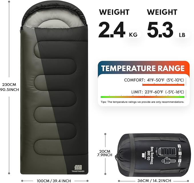 20°F XXL Sleeping Bags for Adults Cold Weather,Camping Sleeping Bag with Compression Sack for Winter Hiking, Hunting,Traveling