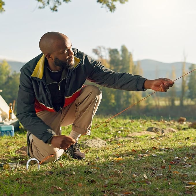 Rebar Stakes, Heavy Duty Metal J Hook Garden Ground Stakes for Camping Tent Canopy (U Shape-Silver, U-12"x0.3"-4pcs)