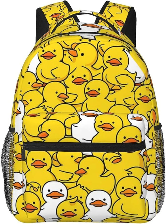 Men Women Lightweight Yellow Flat Mouth Ducks Daypack Bookbag Big Capacity Carry On Bag With Side Pockets for Camping Travel Bicycle