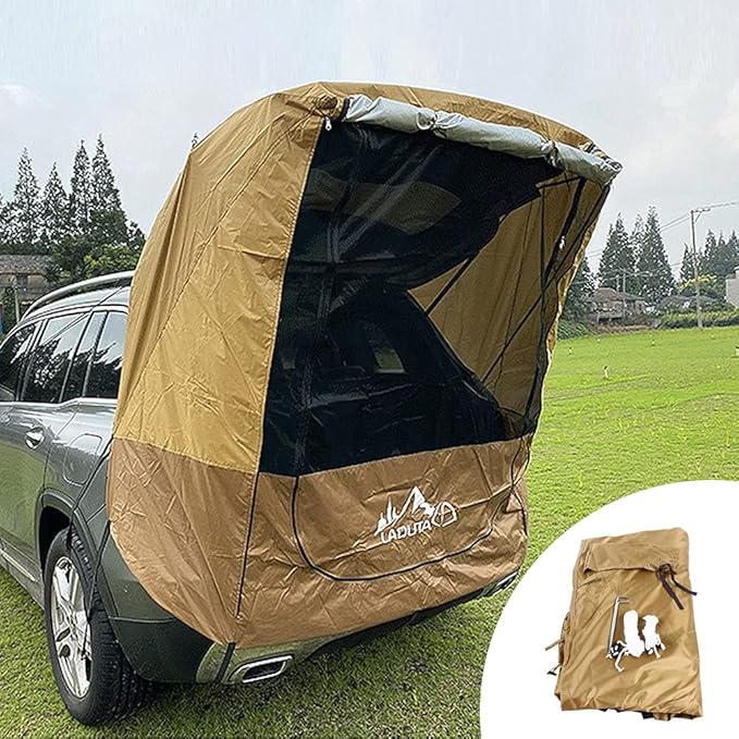 SUV Tailgate Tent with Awning,Waterproof SUV Tents for Camping, Car Hatchback Truck Roof Canopy Sun Shade Privacy Shelter for Outdoor Travel, Universal Fit Most SUV