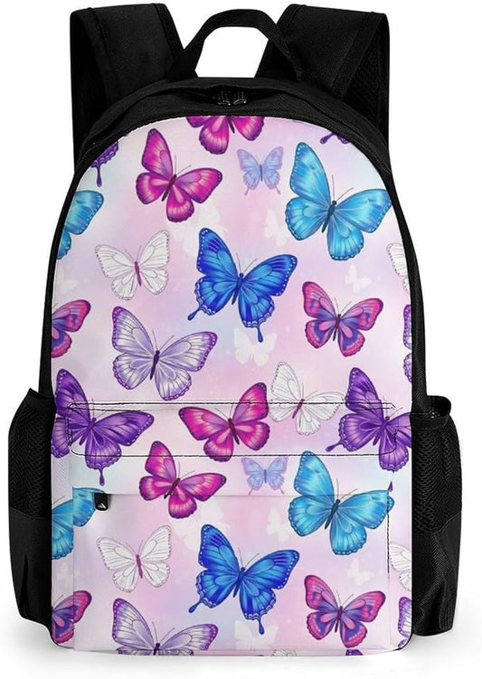 Sturdy College Bookbag Butterfly Travel Hiking and Camping with Large Capacity Backpack for Men Women