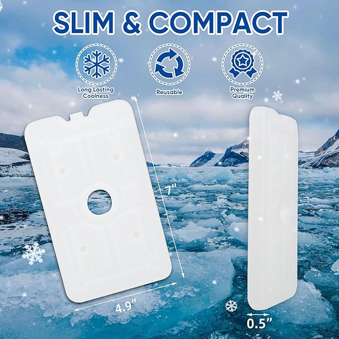 Ice Packs for Coolers Beach; Camping; Cooler Accessories Slim Long-Lasting Reusable Ice Pack for Lunch Boxes Keeping Food Drinks Cool