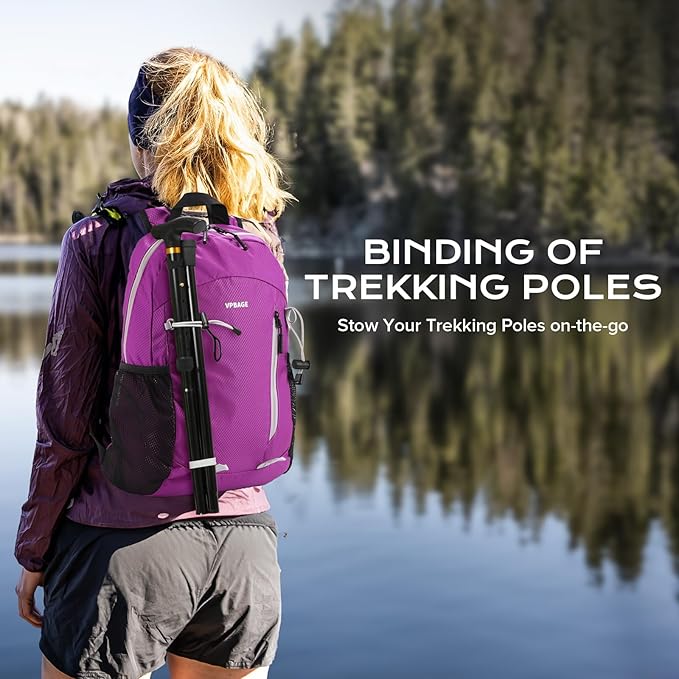 15L Water-resistant Hiking Daypack for Women, Small Backpack Travel Outdoor, Lightweight Day Pack with Tool Loops