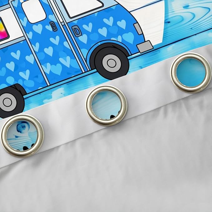 Erosebridal Cartoon Camper Rv Blackout Curtains for Bedroom Living Room Happy Camping Window Curtains 2 Panels 42"Wx63"L Vintage Wooden Drapes,Camper Decorations For Travel Trailers Window Treatments