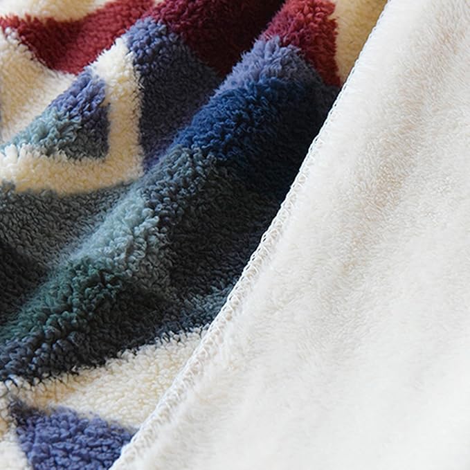 UKELER Boho Sherpa Throw Blanket 60'' × 80'', Ultra Soft Sherpa Fleece Blankets for All Season, Southwestern Aztec Cozy Blanket for Bed/Couch/Sofa/Office/Camping