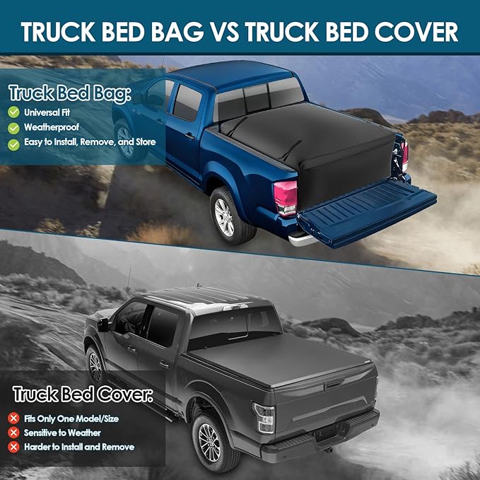Truck Bed Cargo Bag, 26 Cubic Feet Waterproof Truck Bed Storage with 6 Tie Down Straps, Car Waterproof Cargo Carrier Bag for Pickup Truck Travel