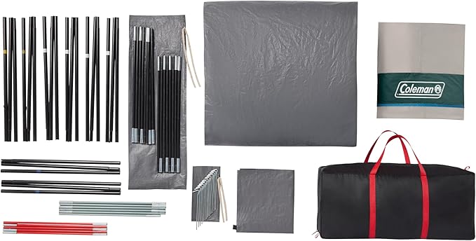 Coleman Skylodge 12-Person Camping Tent with Rainfly & Screened Porch, XL Weatherproof Family Tent Fits 4 Queen-Sized Airbeds, Color-Coded Poles & Sleeves, Made of PFAS-Free Materials