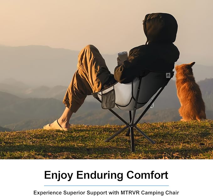 Camping Chairs for Adults, Supports 600 Lbs Lightweight Folding Camping Chair, Collapses to Size of Water Bottle Portable Camping Chair for Outdoor, Beach, Lawn, Travel, Picnics