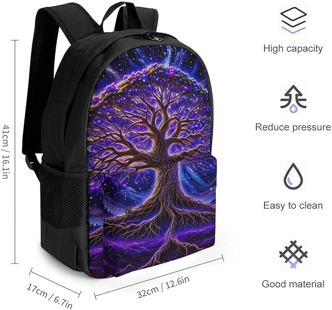 Supdreamc Rucksacks Multipurpose Anti-Theft Big Capacity Bookbag, Magical Universe Tree Of Life Art Travel Hiking Camping Rucksack With Padded Straps