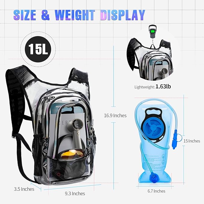 Hydration Backpack, Festival Rave Hydration Pack, Water Backpack with 2L Hydration Bladder, Rave Backpack Hydration Pack Hydropack Hydro for Hiking, Biking, Festivals, Raves