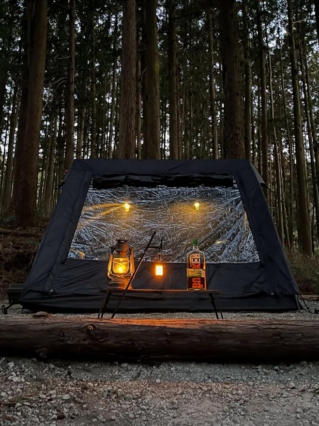 4 Person Canvas Tent with Full Rainfly&Footprint, Easy Set Up Breathable 4 Season FamilyTent for Winter Outdoor Glamping Car Camping