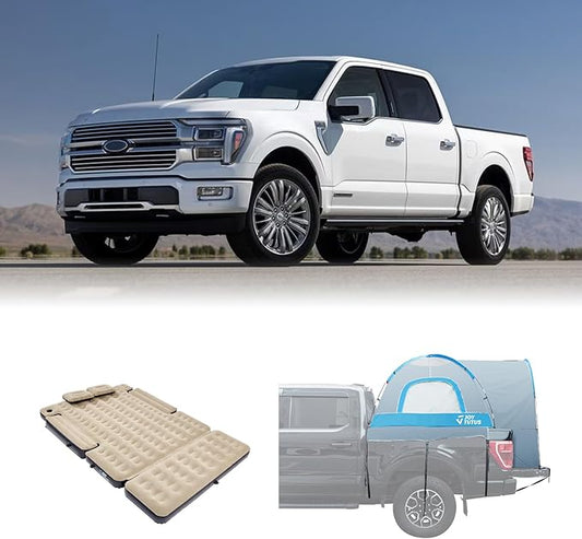 JOYTUTUS Truck Tent with Rainfly 5.5Ft-6Ft+JOYTUTUS Extebded Truck Bed Mattress for 5.5-5.8Ft