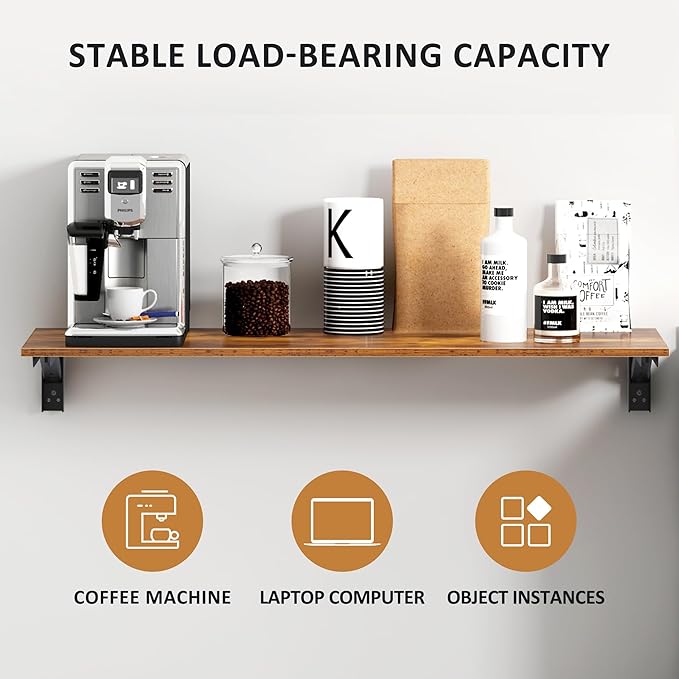 Need Wall Mounted Desk - Heavy Duty Folding Work Table Length 36" Width 20"/Small Space Hanging Desk Perfect Addition to Home/Office/Kitchen & Dining Room Rustic Brown AC15-9050FG-ND