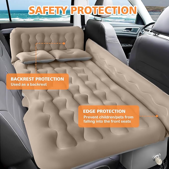 SUV Air Mattress Camping Bed - Car Mattress Back Seat Portable Foldable Car Air Bed SUV Sleeping Pad Car Bed Mattress for Sedan SUV Truck-Grey-YX