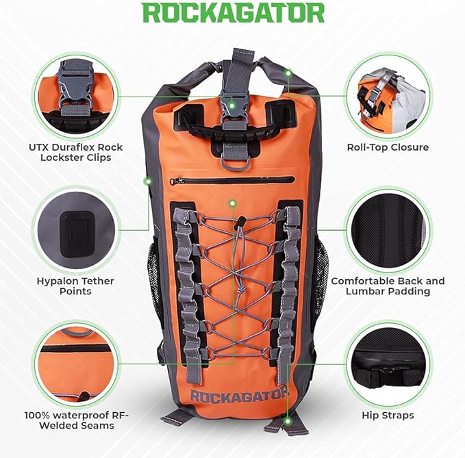 Rockagator Waterproof Backpack - HYDRIC Series Water Proof Floating Dry Bag River Pack (Yellow Jacket, 40 L)