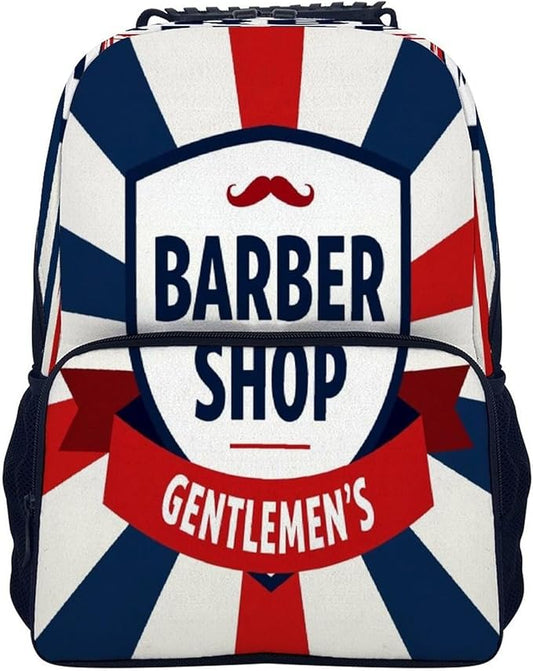 Men Women Lightweight Vintage Emblem Of Barber Shop Flag Backpack Large Capacity Carry On Bag With Padded Straps for Sports Work Walking Cycling