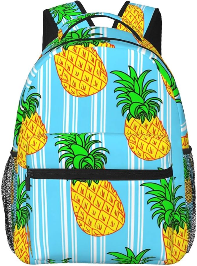 Backpack Polyester Multipurpose Anti-Theft Pineapple Pattern Shoulder Bag Big Capacity Gym Outdoor Hiking Backpack With Padded Straps