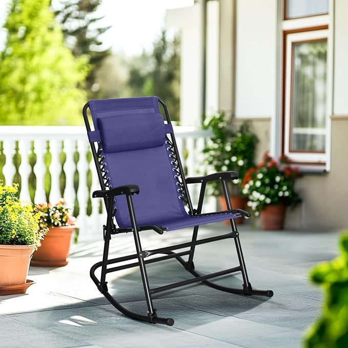 Amazon Basics Foldable Rocking Chair - Blue