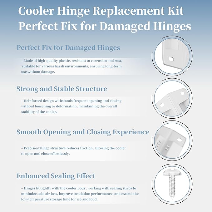 Cooler Plastic Hinges Compatible with for Coleman, Ice Chest Hinges Replacement Parts for Coleman Xtreme Coolers、Rubbermaid Coolers-2 Pack