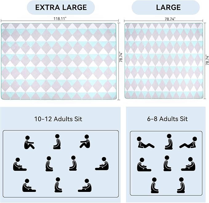 Picnic Blanket Waterproof – Large Sandproof Beach Blanket & Beach Mat, Foldable Machine Washable Outdoor Lawn Blanket, Stadium Blanket & Outside Blankets for Grass, Camping, Park, Travel