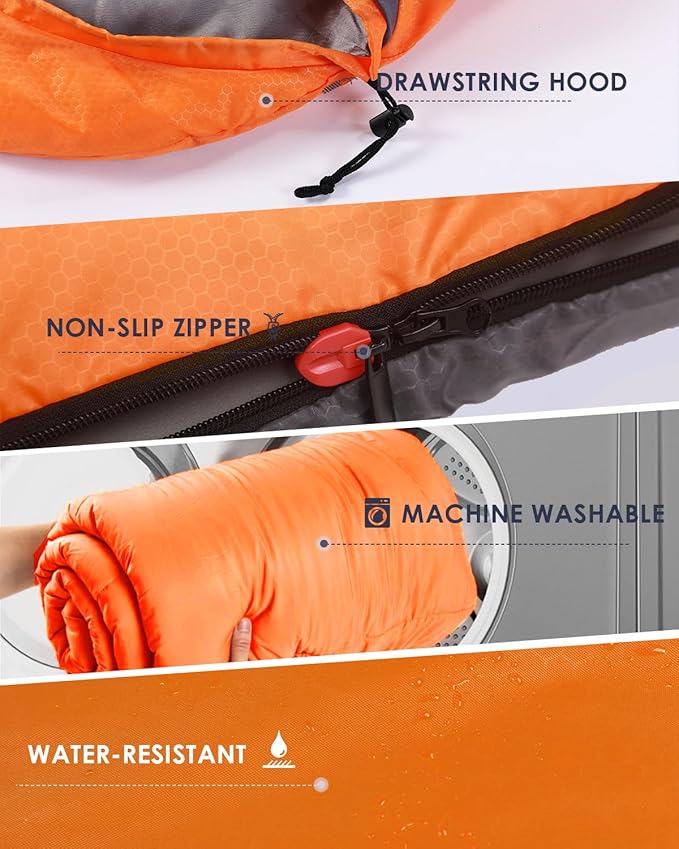 Sleeping Bags for Adults Cold Weather - 20 Degree Big&Tall Size Backpacking Lightweight Waterproof for Girls Boys Mens Teen Women for Camping Hiking Outdoor Travel Hunting with Compression Bags