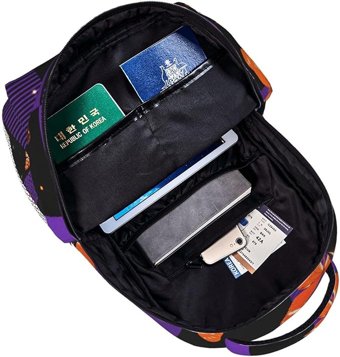Men Women Polyester Butterflies Buffalo Plaid Purple Tartan Daypack Backpack Large Capacity Carry On Bag With Smooth Zippers for Hiking Picnic Walking Cycling