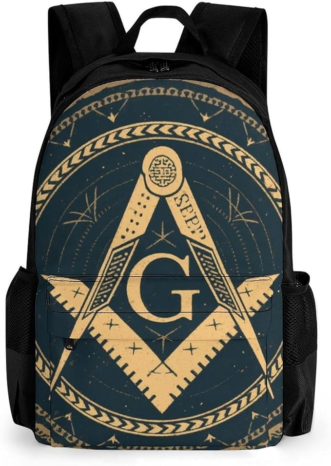 Casual Daypack Multipurpose Anti-Theft Large Capacity Carry On Bag, Gold Freemason Freemasonry Masonic Art Casual Daypack Climbing Shoulder Bag With Padded Straps