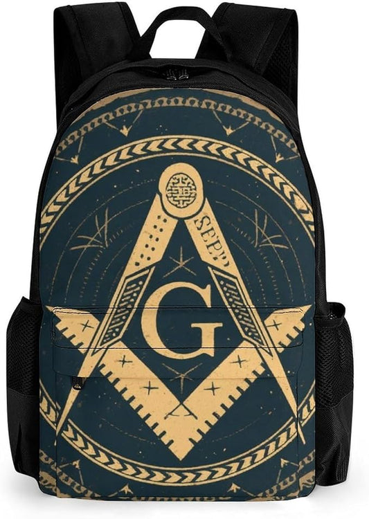 Casual Daypack Multipurpose Anti-Theft Large Capacity Carry On Bag, Gold Freemason Freemasonry Masonic Art Casual Daypack Climbing Shoulder Bag With Padded Straps