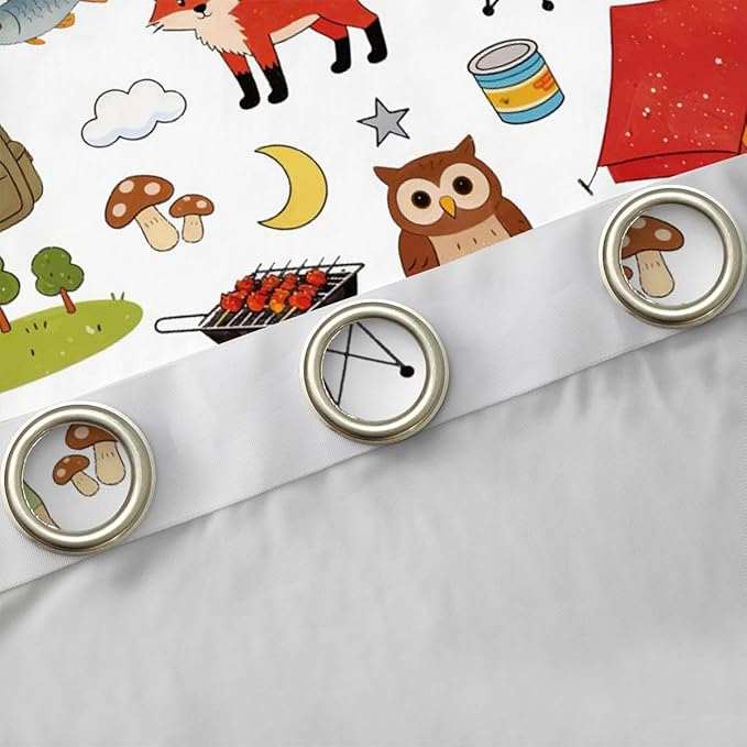 jejeloiu Camper Curtains for Bedroom Living Room Happy Camping Blackout Darkening Drapes Wild Animal Window Treatments, 2 Panels 42 x 84 Inch RV Camping Room Decor