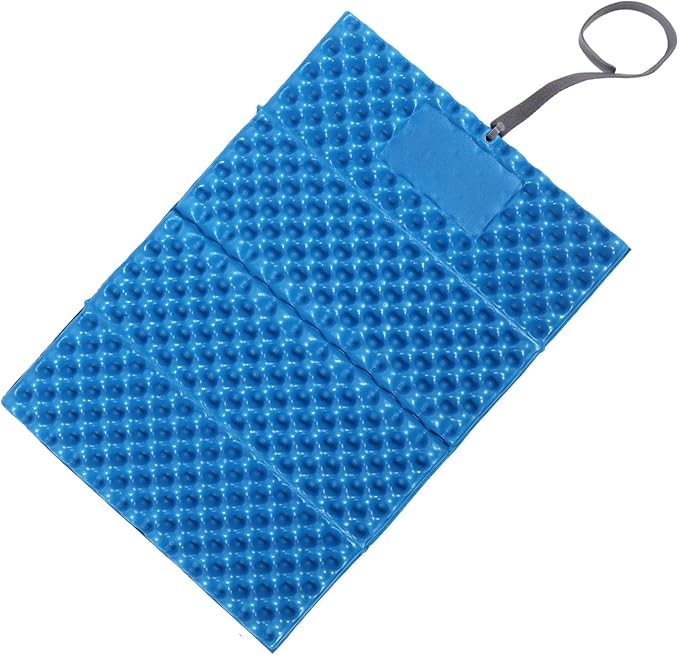 REDCAMP Ultralight Foam Backpacking Sit Pad, Foldable Waterproof Z Hiking Sitting Pad Insulated Stadium Seat Cushion with Strap for Outdoor Camping Picnic, Blue/Black/Yellow