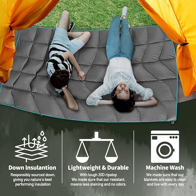 Outdoor Puffy Camping Blanket, Lightweight Down Alternative Puffy Printed Camping Large Ultra Warm Hammock Top Quilt Waterproof Blanket for Traveling Picnic Beach Party Cold Weather (Arizona Fade)