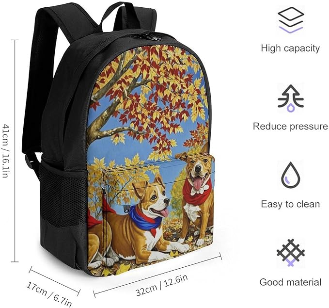 Daypack Anti-Theft Multipurpose Large Capacity Shoulder Bag, Happy Cute Dogs Baseball Travel Hiking Camping Rucksack With Smooth Zippers