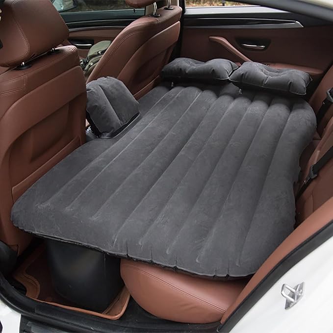 Inflatable Car Air Mattress Back Seat Bed with Air Pump,55 "x 35" Portable Thickened Car Travel Camping Sleeping Air Mattress Blow Up Bed for Car Universal SUV