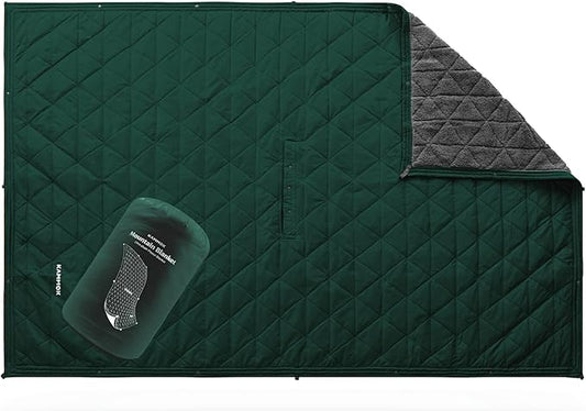 KAMMOK Mountain Blanket - Ultra-Plush Fleece, Water Resistant, Portable, Durable, Indoor/Outdoor Camp Blanket (84 in × 50 in) - Pine Green