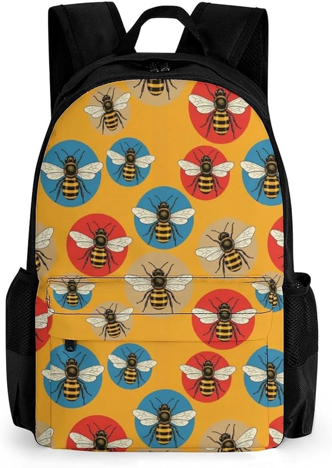 Stylish Outdoor Backpack Gym Bag with Large Capacity for College, Bee College Bookbag