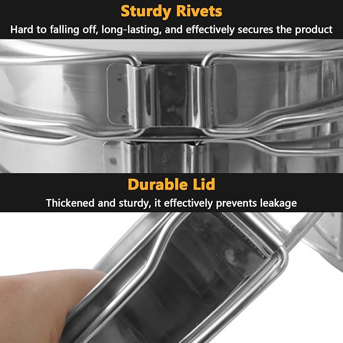 8PCS Stainless Steel Camping Cooking Set Cookware Mess Kit Cook Pots and Pan Set with Plates Cups, Lightweight Camping Cookware for Hiking Backpacking Outdoor Cooking and Picnic