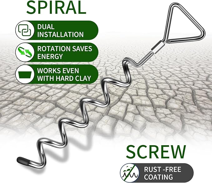 Earth Anchors Trampoline Heavy Duty Stakes Kit - Spiral Screw In Ground Anchors with Straps for Swing Set