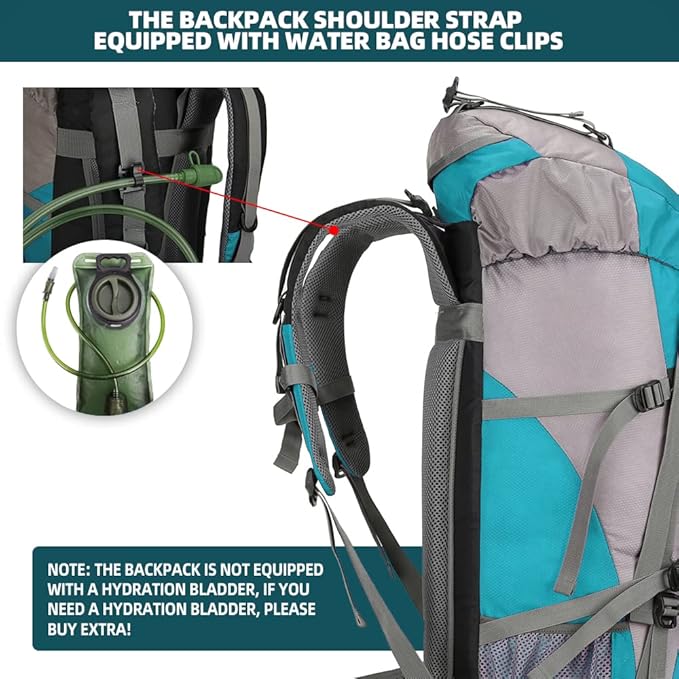 King'sGuard 70L Hiking Backpack with Rain Cover Lightweight Waterproof Travel Camping Backpack Large Backpacking Pack