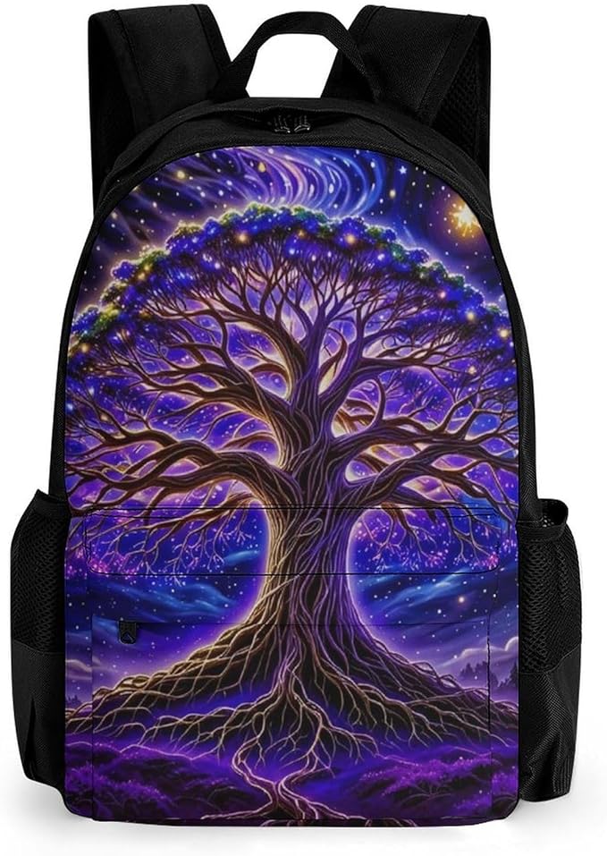 Supdreamc Daypack Anti-Theft Multipurpose Large Capacity Shoulder Bag, Magical Universe Tree Of Life Art Travel Hiking Camping Rucksack With Smooth Zippers