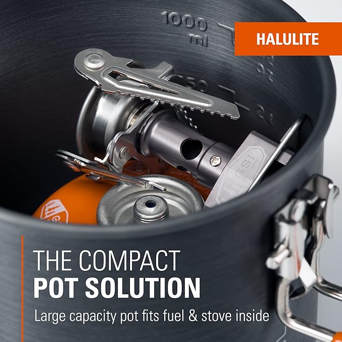 GSI Outdoors Halulite Boiler Ultralight Hard-Anodized Pot with Folding Handle, Fast-Heating Camping Cookware for Backpacking, Hiking & Outdoor Cooking